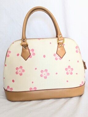 Edouardo Mourano Cherry Blossom Shoulder Bag Cream Pink Floral Handbag